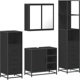  4-dijelni set kupaonskog namještaja crni od konstruiranog drva | shoptok.hr