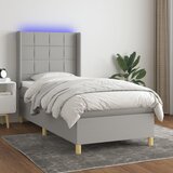 The Living Store Box spring postelja z vzmetnico LED svetlo siva 80x200 cm blago - Box Spring Postelja, (21437791) Cene