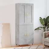 vidaXL Visoka komoda betonsko siva 69,5x34x180 cm inženirski les | Shoptok.si