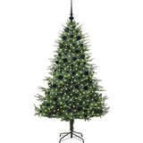 vidaXL Umjetna predsvetljena božićna jelka s kompletom kroglica Zelena | Shoptok.si
