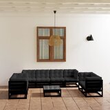 The Living Store Vrtna sedežna garnitura 9-delna z blazinami trdna borovina - Vrtna Sedežna Garnitura, (21465560) | Shoptok.si
