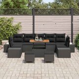  Sjedeća garnitura za vrt 10 kom. Crna poliratan 349 x 154 x 85 cm | shoptok.hr