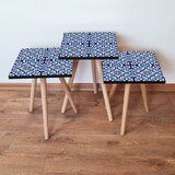 Hanah home 3Shp31 - navy blue navy bluewhiteblue nesting table (3 pieces) | ePonuda.com