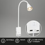 BRILONER 2175-016 - fleksibilna zidna lampa sa usb portom 1xGU10/10W/230V bela | Eponuda.com
