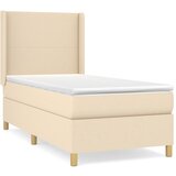 vidaXL Box spring postelja z vzmetnico krem 100x200 cm blago, (20895125) Cene
