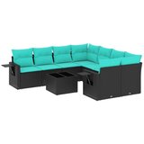 vidaXL 9-delni vrtni komplet sedežnih garnitur z blazinami črne barve poli ratan, (5000294497) | Shoptok.si