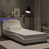  The Living Store Posteljni okvir z LED lučkami bel 100x200 cm umetno usnje - Posteljni Okvir, (21499925) Cene
