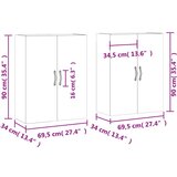 vidaXL Zidni ormarići 2 kom boja hrasta sonome 69 5 x 34 x 90 cm | shoptok.hr