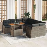 vidaXL 9-dijelni set za blagovanje s jastucima sivi poli ratan acacia | shoptok.hr