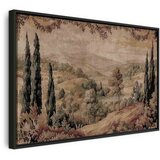  Slika - Mediterranean landscape - old tapestry with a hill and a lake 120x80 U crnom drvenom okviru | shoptok.hr