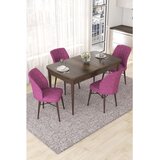 Hanah home trpezarijski set Nef, sto na razvlačenje i 4 stolice, ploča u dekoru drveta Baroque, ljubičasta tkanina Jerry | Eponuda.com