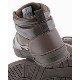 Ombre Men's high-top sneakers shoes with shiny elements - dark brown | Shoptok.si