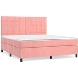  The Living Store Box spring postelja z vzmetnico roza 160x200 cm žamet - Box Spring Postelja, (21491607) | Shoptok.si