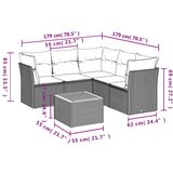  6-dijelni set vrtnih sofa s jastucima crni od poliratana | shoptok.hr