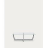 Kave Home Klubska mizica s stekleno mizno ploščo v srebrni barvi 70x120 cm Plam – | Shoptok.si