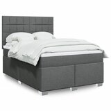 vidaXL Box spring postelja z vzmetnico temno siva 160x200 cm blago, (21320240) | Shoptok.si