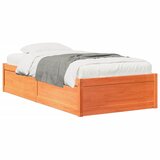  The Living Store Posteljni okvir brez vzmetnice voščeno rjav 90x200 cm borovina - Posteljni Okvir, (21496282) | Shoptok.si