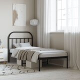 The Living Store Kovinski posteljni okvir z vzglavjem črn 90x200 cm - Posteljni Okvir, (21531183) | Shoptok.si