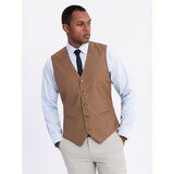 Ombre Men's suit vest without lapels - caramel | ePonuda.com