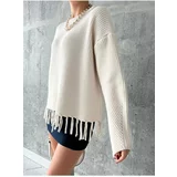 Laluvia Stone Fringed Knitted Sweater