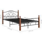  Za krevet crni metalni 120 x 200 cm | shoptok.hr