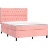  Krevet box spring s madracem LED ružičasti 140x200cm baršunasti | shoptok.hr