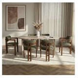 Hanah home Set Trpezarijski sto i 6 stolica Travertine Walnut Green Cene
