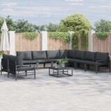 vidaXL Vrtna sedežna garnitura 9 pcs Antracitna Jeklo | Shoptok.si