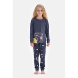 Dagi Navy Blue Crew Neck Printed Pajamas Set | Shoptok.si