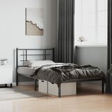 Maison Chic Kovinski Posteljni okvir - Enojna postelja - Postelja za odrasle z vzglavjem črn 107x203 cm, (21694234) | Shoptok.si