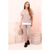 Kesi Włoski Women's butter set with short sleeves and pants dark beige Cijene