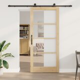 vidaXL Drsna vrata s kompletom opreme 'ORKDAL'Trd les & Steklo, Notranja vrata s steklom 'ORKDAL'93x211x4 cm Trd borov les | Shoptok.si