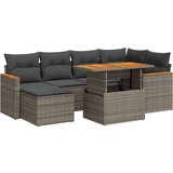 vidaXL 7-dijelni set vrtnih sofa poliratan i bagrem s jastucima sivi | shoptok.hr