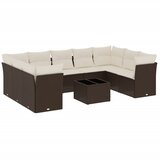  10-dijelni set vrtnih sofa od poliratana s jastucima smeđi Smeđa i krem | Shoptok.si