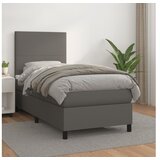 vidaXL Krevet s oprugama i madracem sivi 90 x 190 cm od umjetne kože Cijene
