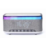 Digitalni sat sa zvučnikom i wireless bežičnim punjačem za mobitel bluetooth GEMBIRD, white/light grey, DAC-SPKBT-QC15-GR | Eponuda.ba