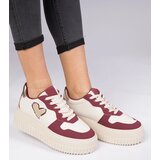 Gemre Burgundy women's sneakers with a glitter heart Laira | Shoptok.si