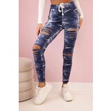 Kesi Women's cotton leggings with distressed denim color | Shoptok.si