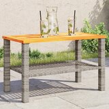  The Living Store Vrtna miza siva 70x38x42 cm poli ratan in akacijev les - Vrtna Miza, (21462565) Cene