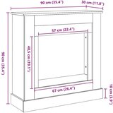 vidaXL Okvir za kamin siva sonoma 90x30x90 cm inženirski les | Shoptok.si