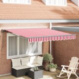 vidaXL Skrovita tenda Crvena i bijela pruga 350x250 cm | shoptok.hr