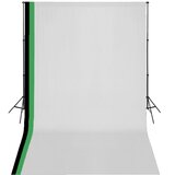 vidaXL komplet za fotografski studio 3 ozadja iz bombaža in okvir 3x5m | Shoptok.si