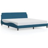  The Living Store Posteljni okvir z vzglavjem moder 180x200 cm žamet - Posteljni Okvir, (21450642) | Shoptok.si