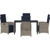 vidaXL 5-dijelni set za objedovanje u vrtu Siva Poly Ratan | shoptok.hr