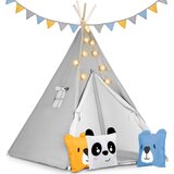 Nukido Kids Teepee Tent with Lights and Cushions - Gray Play Tent for Indoor and Outdoor Fun, (21740646) Cene