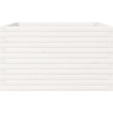  Vrtno cvetlično korito belo 80x80x45,5 cm trdna borovina | Shoptok.si