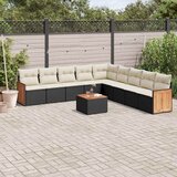  10-dijelni set vrtnih sofa s jastucima crni od poliratana | shoptok.hr