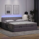 vidaXL Otomanski posteljni okvir z vzmetnicami siv 200x200cm um. usnje | Shoptok.si
