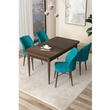 Hanah home Arp - Baroque, Turquoise BaroqueTurquoise Dining Table & Chairs Set (5 Pieces) | ePonuda.com