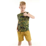 Mushi Safari Boys Kids Khaki T-Shirt Mustard Gabardine Shorts Set